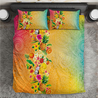Hawaiian Tropical Fruits and Plants Bedding Set Kakau Pattern Summer Vibe