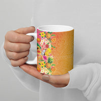 Hawaiian Tropical Fruits and Plants Ceramic Mug Kakau Pattern Summer Vibe