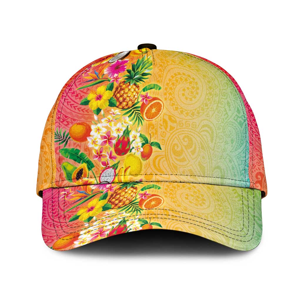 Hawaiian Tropical Fruits and Plants Classic Cap Kakau Pattern Summer Vibe