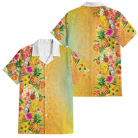 Hawaiian Tropical Fruits and Plants Family Matching Off Shoulder Short Dress and Hawaiian Shirt Kakau Pattern Summer Vibe