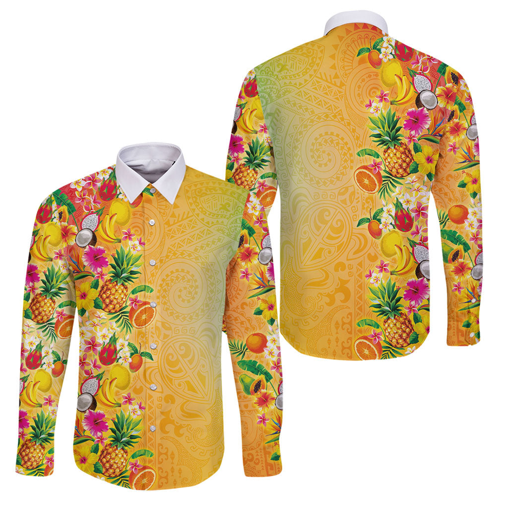 Hawaiian Tropical Fruits and Plants Family Matching Off Shoulder Short Dress and Hawaiian Shirt Kakau Pattern Summer Vibe