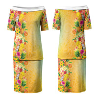 Hawaiian Tropical Fruits and Plants Family Matching Puletasi and Hawaiian Shirt Kakau Pattern Summer Vibe