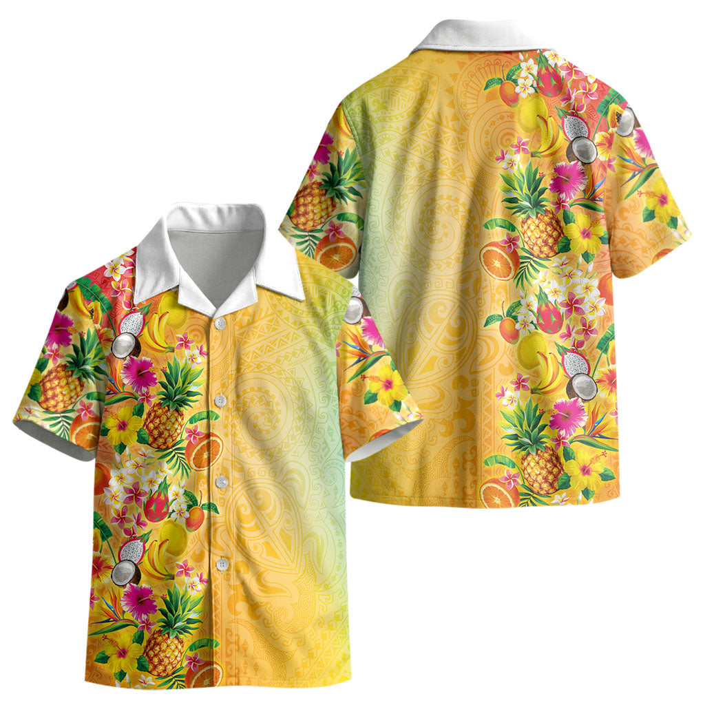 Hawaiian Tropical Fruits and Plants Kid Hawaiian Shirt Kakau Pattern Summer Vibe