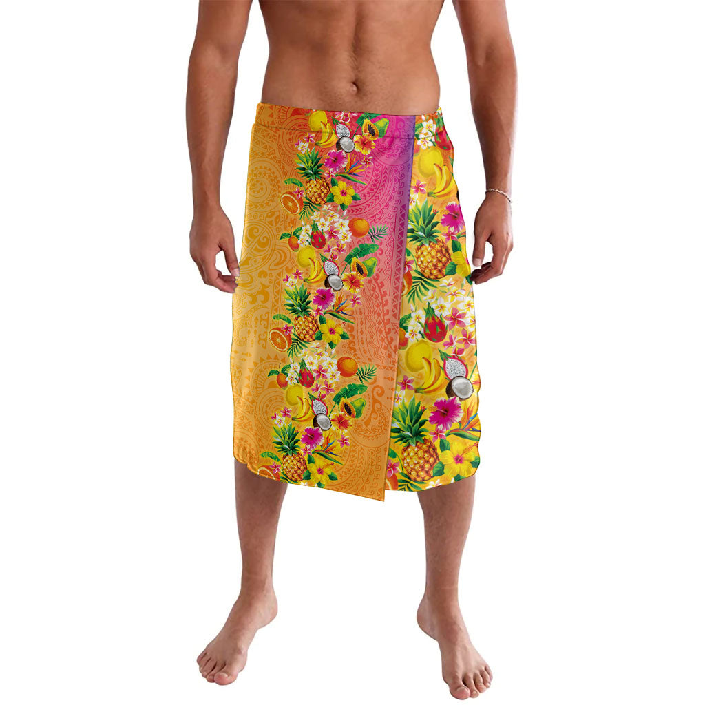 Hawaiian Tropical Fruits and Plants Lavalava Kakau Pattern Summer Vibe
