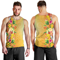 Hawaiian Tropical Fruits and Plants Men Tank Top Kakau Pattern Summer Vibe