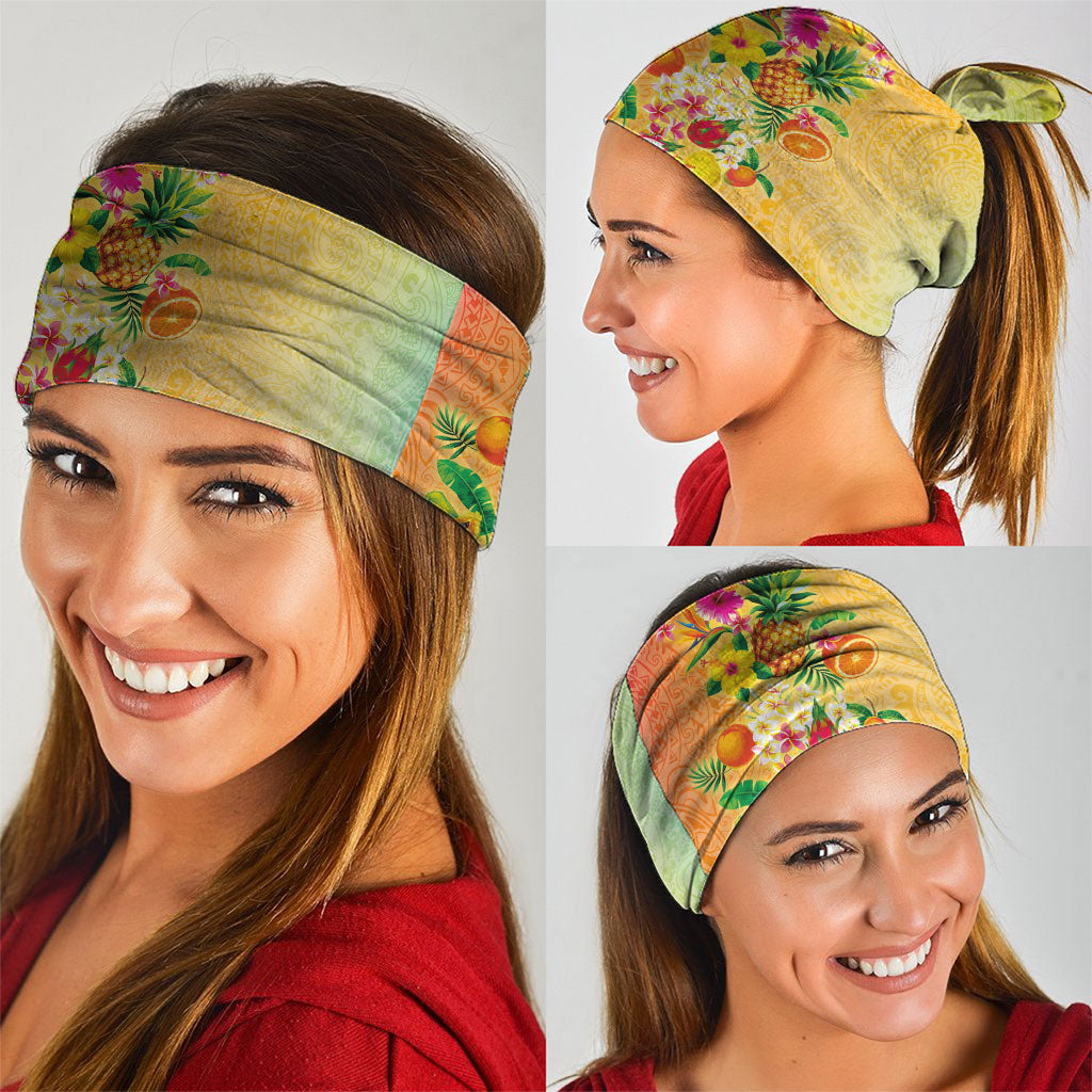 Hawaiian Tropical Fruits and Plants Neck Gaiter Kakau Pattern Summer Vibe