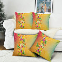 Hawaiian Tropical Fruits and Plants Pillow Cover Kakau Pattern Summer Vibe