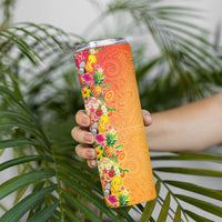 Hawaiian Tropical Fruits and Plants Skinny Tumbler Kakau Pattern Summer Vibe