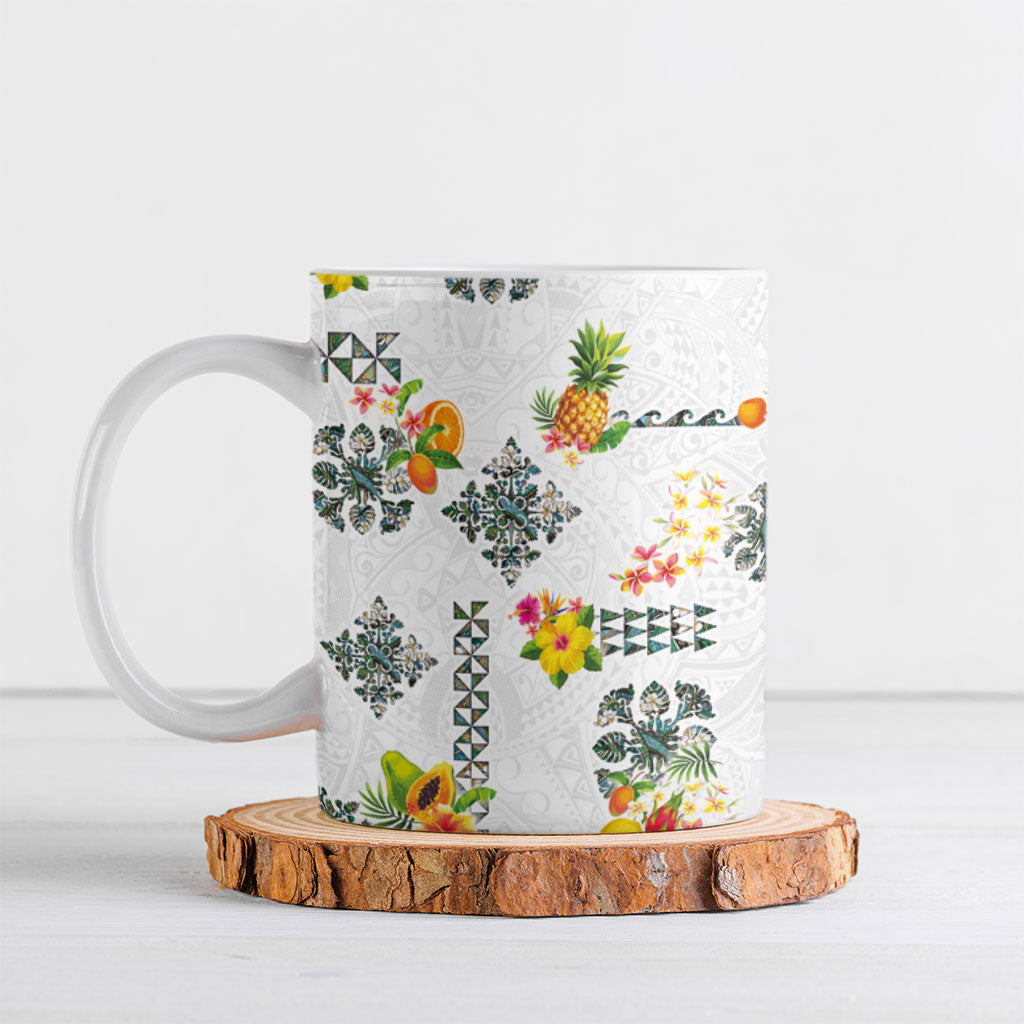 Hawaiian Quilts Ceramic Mug Tropical Fruits and Plants LT03 White - Polynesian Pride