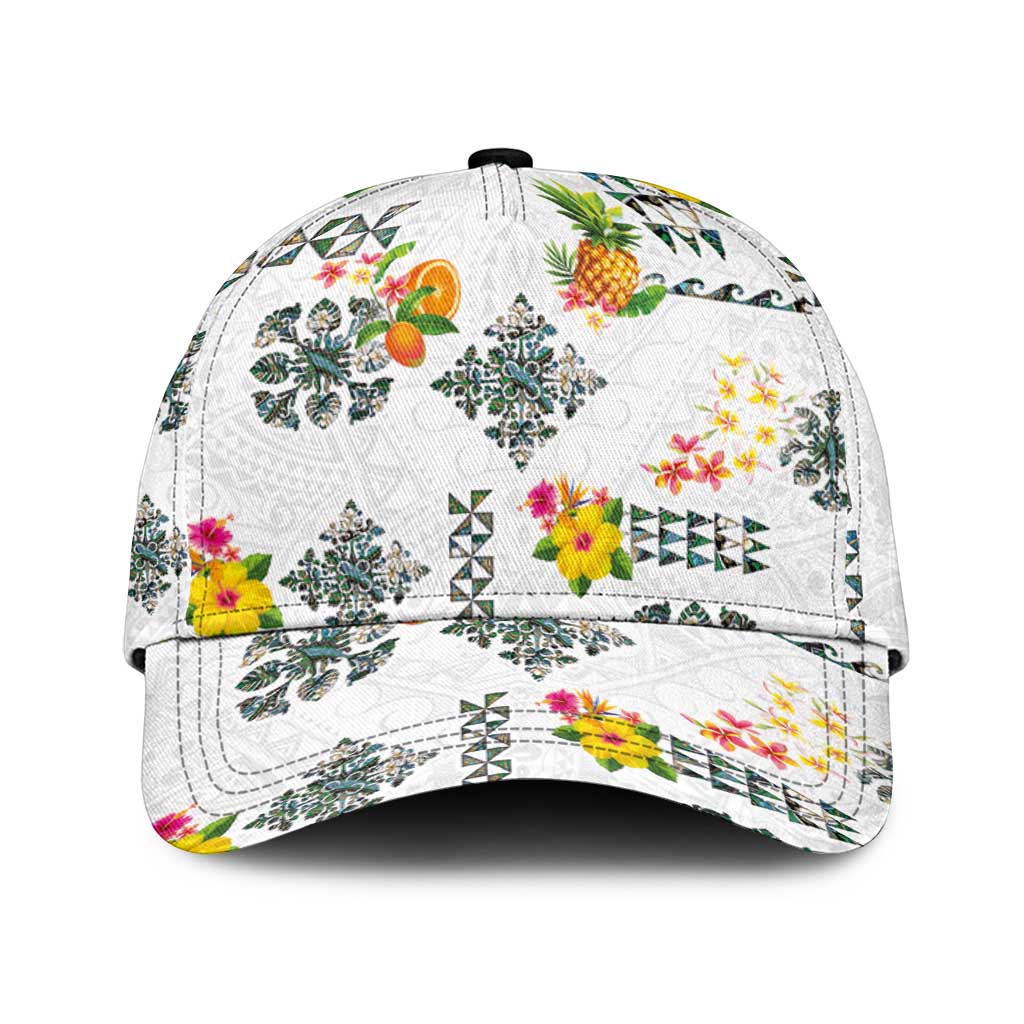 Hawaiian Quilts Classic Cap Tropical Fruits and Plants LT03 Universal Fit White - Polynesian Pride