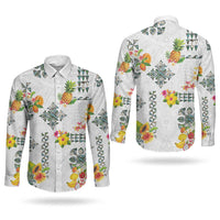 Hawaiian Quilts Couples Matching Tank Maxi Dress and Long Sleeve Button Shirt Tropical Fruits and Plants