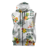 Hawaiian Quilts Sleeveless Zip Hoodie Tropical Fruits and Plants