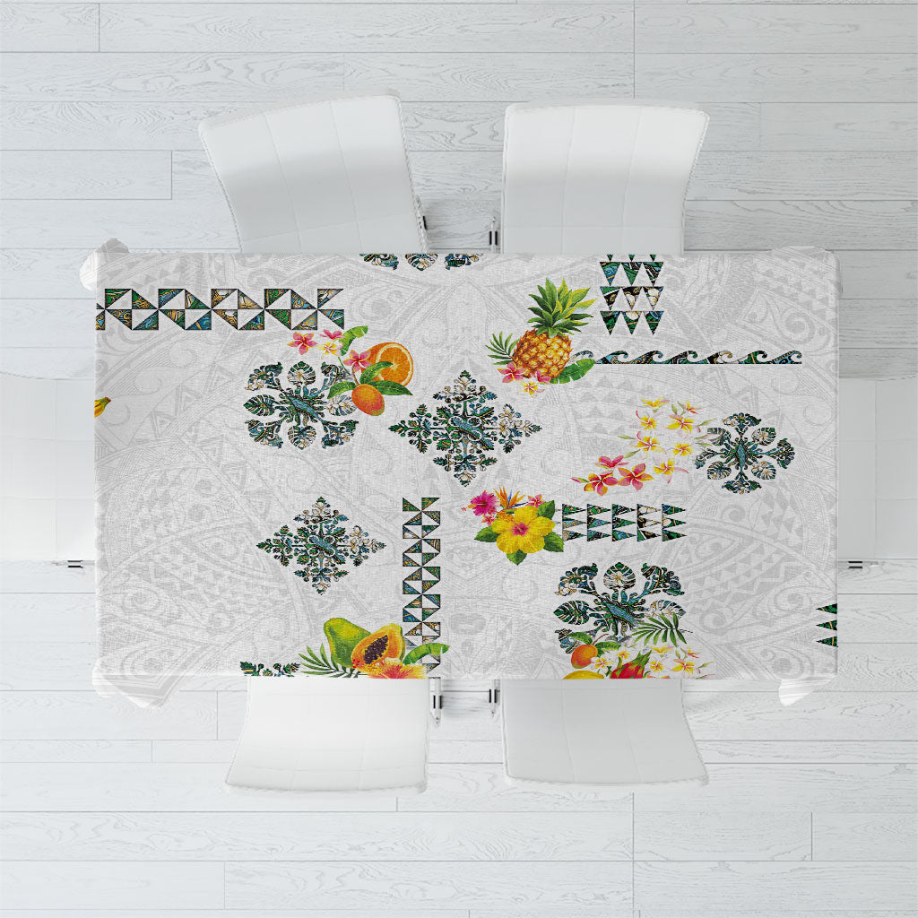 Hawaiian Quilts Tablecloth Tropical Fruits and Plants LT03 White - Polynesian Pride