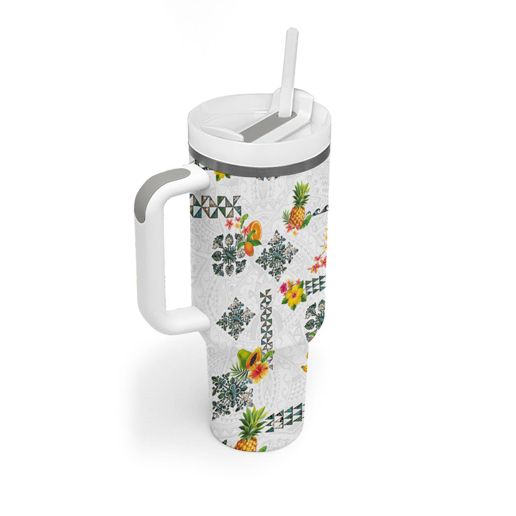 Hawaiian Quilts Tumbler With Handle Tropical Fruits and Plants