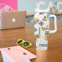 Hawaiian Quilts Tumbler With Handle Tropical Fruits and Plants