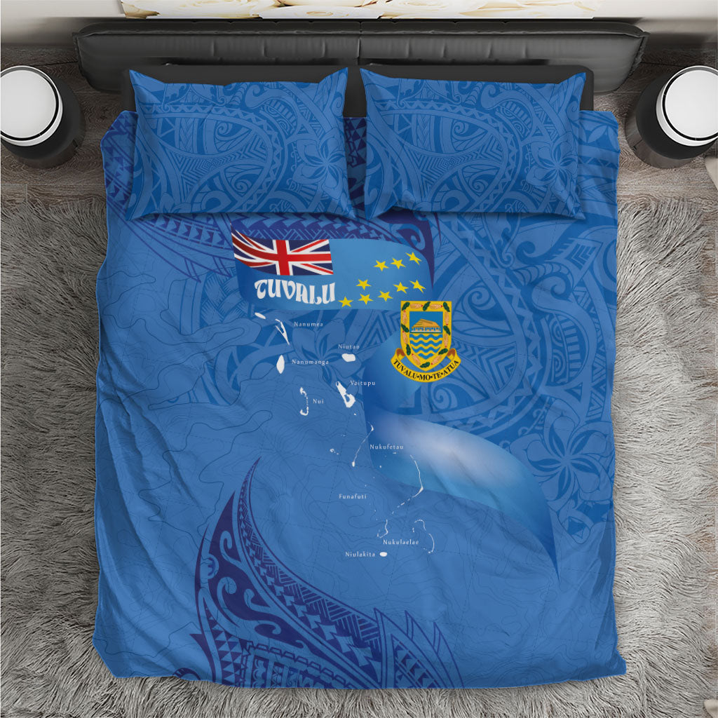 Tuvalu Heritage Bedding Set Map of the Islands and Polynesia Pattern LT03 Blue - Polynesian Pride