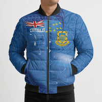 Tuvalu Heritage Bomber Puffer Jacket Map of the Islands and Polynesia Pattern