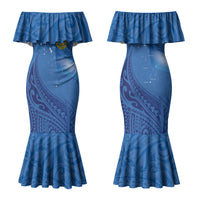 Tuvalu Heritage Family Matching Mermaid Dress and Hawaiian Shirt Map of the Islands and Polynesia Pattern