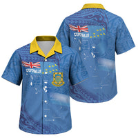 Tuvalu Heritage Family Matching Off Shoulder Maxi Dress and Hawaiian Shirt Map of the Islands and Polynesia Pattern