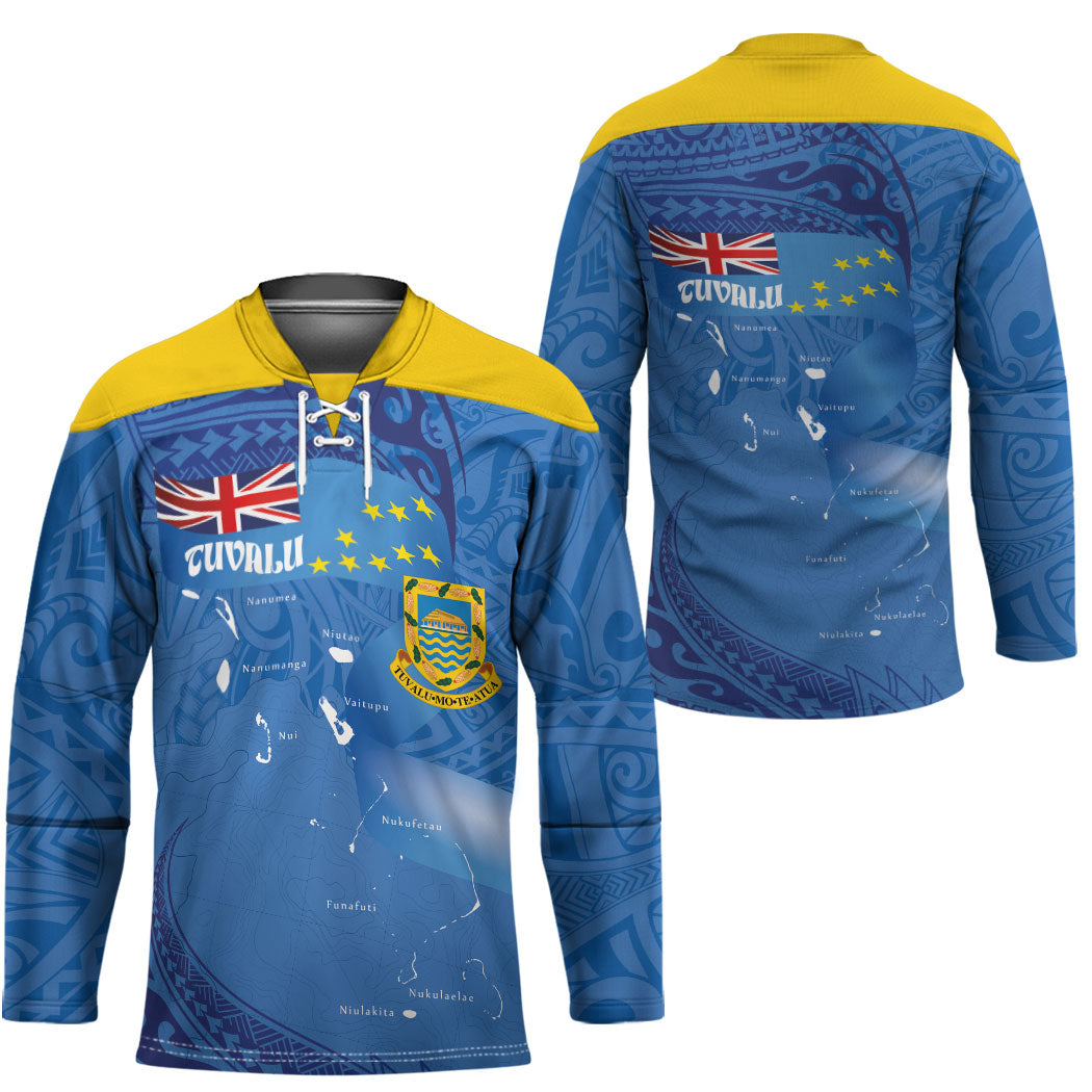 Tuvalu Heritage Hockey Jersey Map of the Islands and Polynesia Pattern