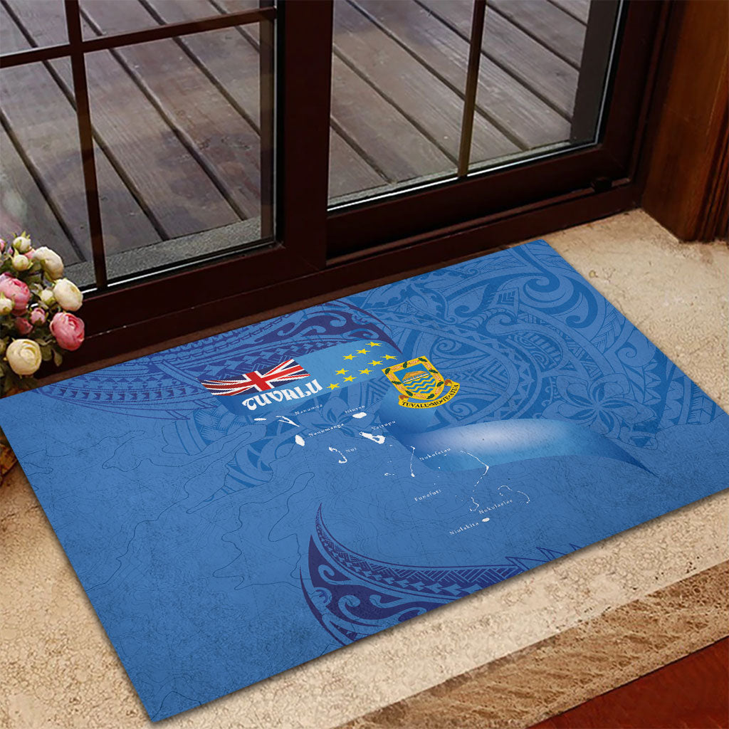 Tuvalu Heritage Rubber Doormat Map of the Islands and Polynesia Pattern