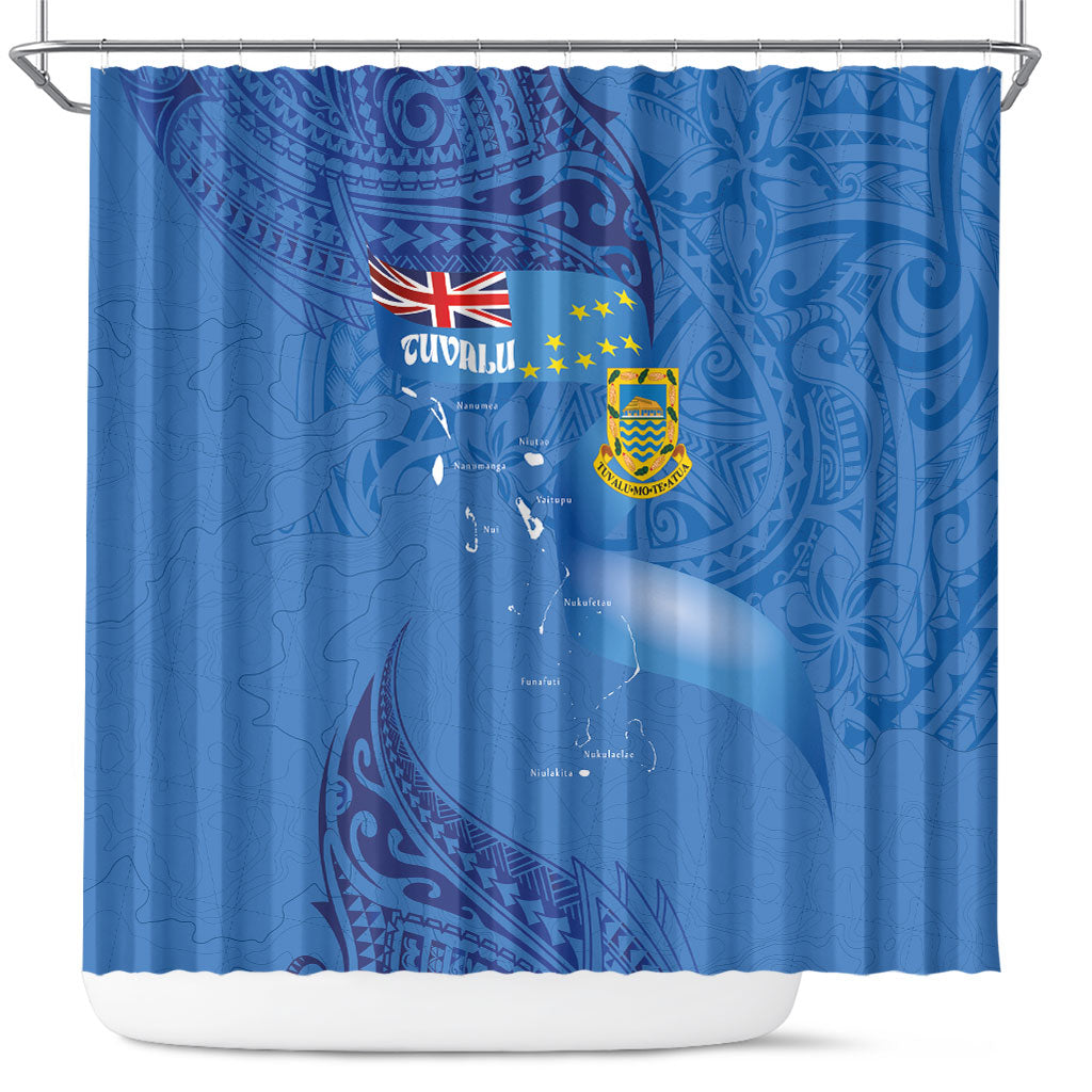 Tuvalu Heritage Shower Curtain Map of the Islands and Polynesia Pattern
