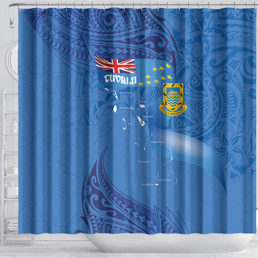 Tuvalu Heritage Shower Curtain Map of the Islands and Polynesia Pattern