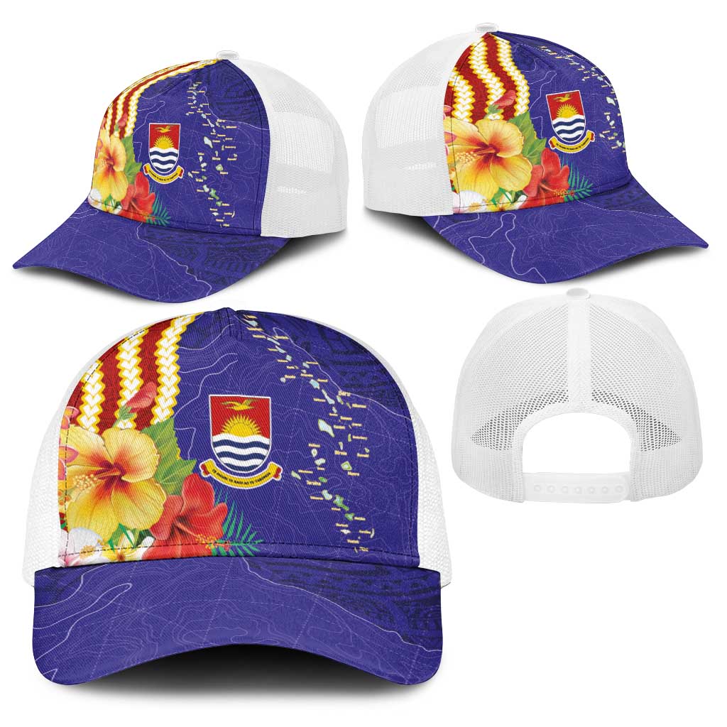 Kiribati Heritage Baseball Net Cap Map of the Islands and Polynesia Pattern