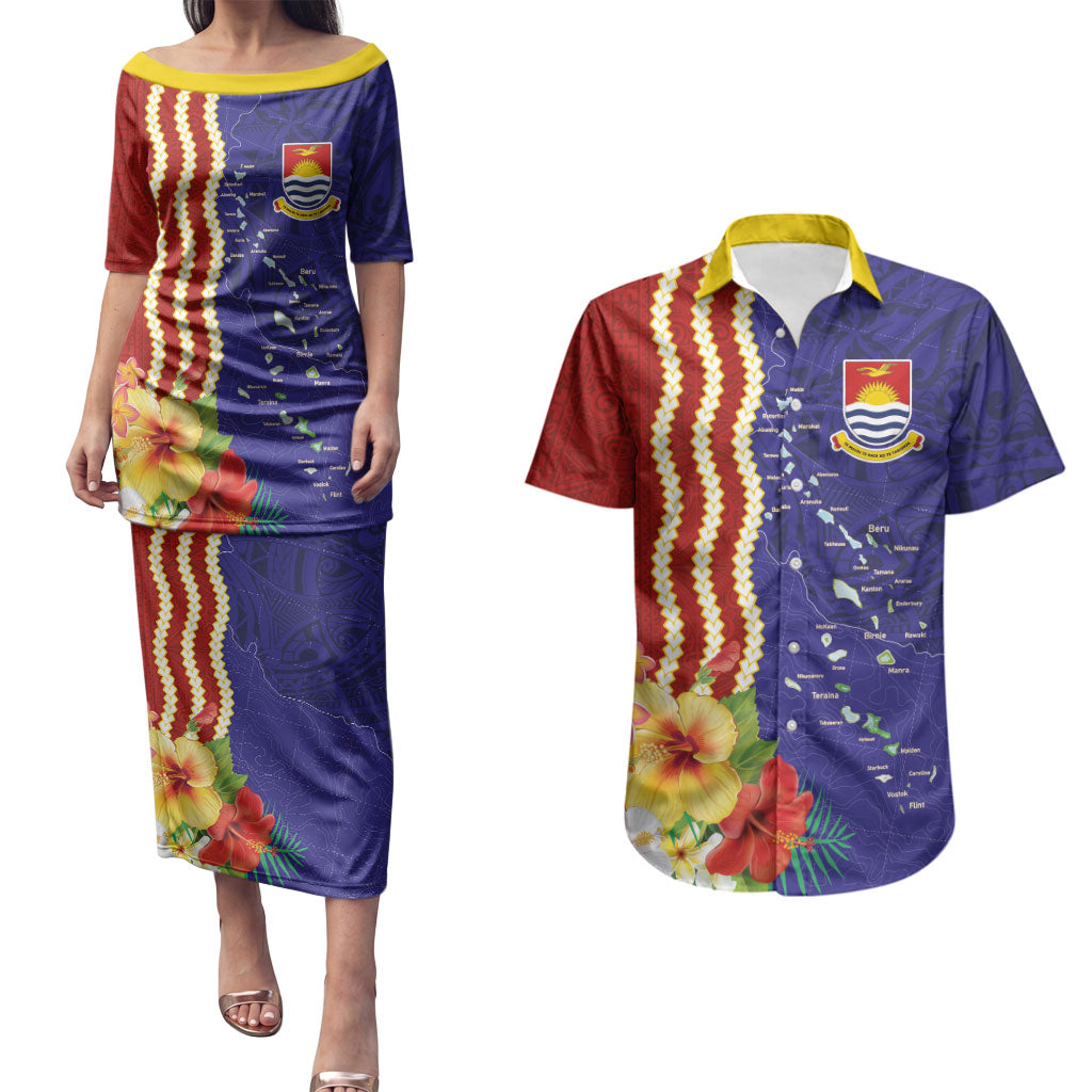 Kiribati Heritage Couples Matching Puletasi and Hawaiian Shirt Map of the Islands and Polynesia Pattern LT03 Multicolor - Polynesian Pride