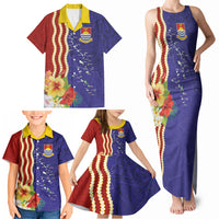Kiribati Heritage Family Matching Tank Maxi Dress and Hawaiian Shirt Map of the Islands and Polynesia Pattern