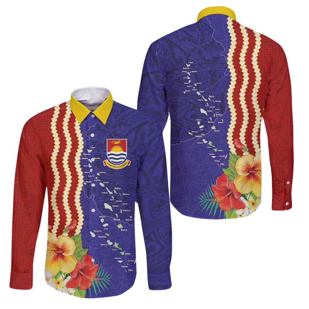 Kiribati Heritage Family Matching Tank Maxi Dress and Hawaiian Shirt Map of the Islands and Polynesia Pattern