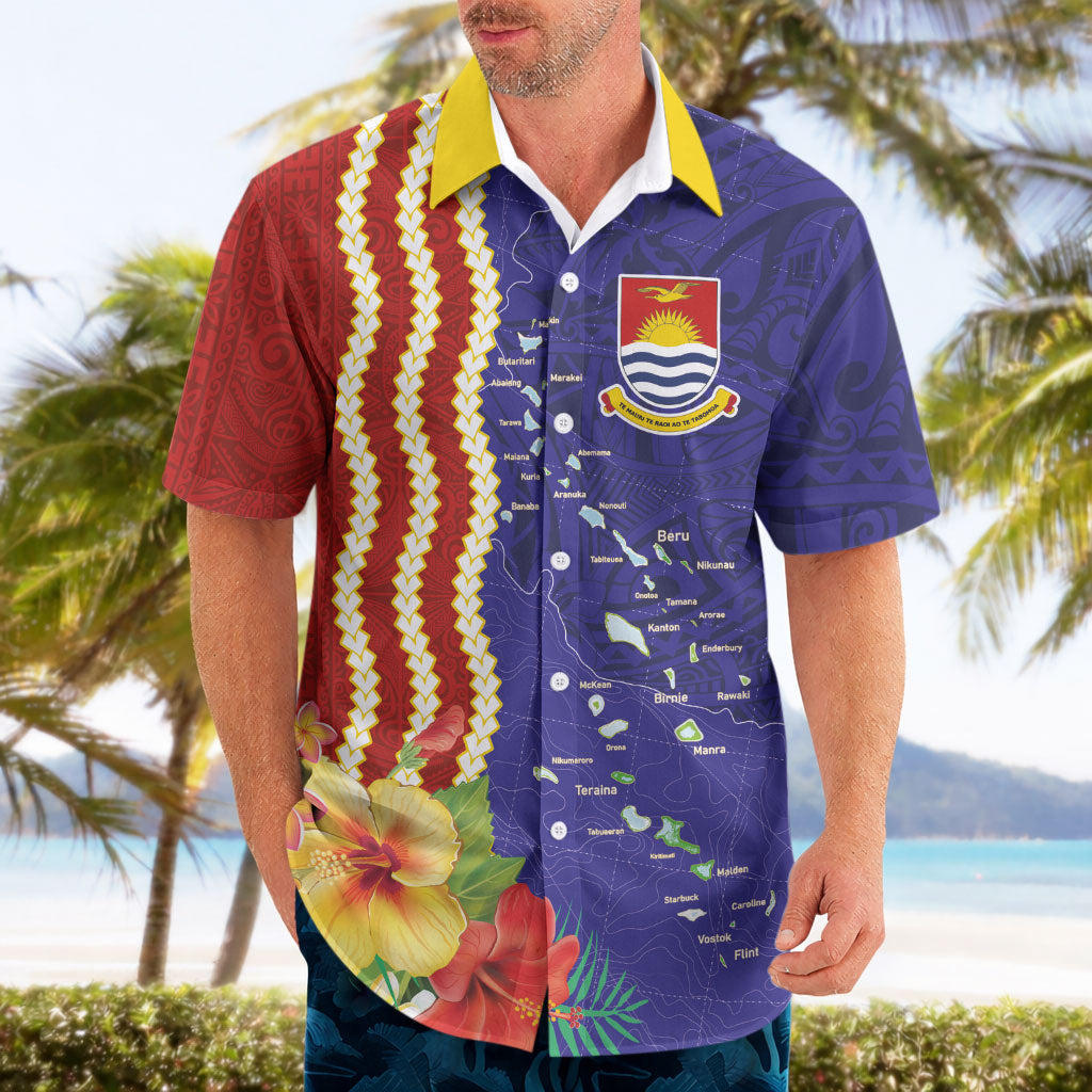 Kiribati Heritage Hawaiian Shirt Map of the Islands and Polynesia Pattern