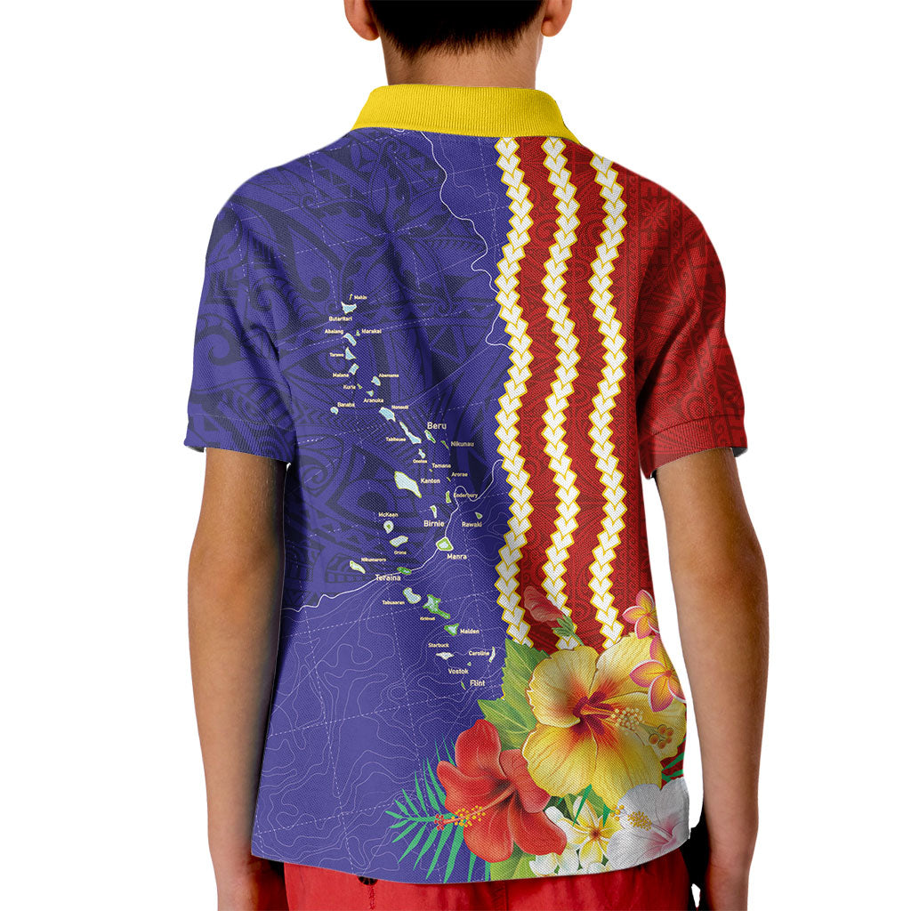 Kiribati Heritage Kid Polo Shirt Map of the Islands and Polynesia Pattern