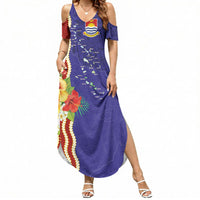 Kiribati Heritage Summer Maxi Dress Map of the Islands and Polynesia Pattern