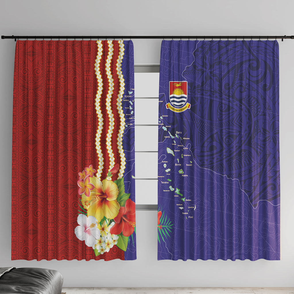Kiribati Heritage Window Curtain Map of the Islands and Polynesia Pattern