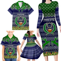 Personalised Pohnpei State Christmas Family Matching Long Sleeve Bodycon Dress and Hawaiian Shirt Coat of Arms Beautiful Merry Xmas Snowflake LT03 - Polynesian Pride