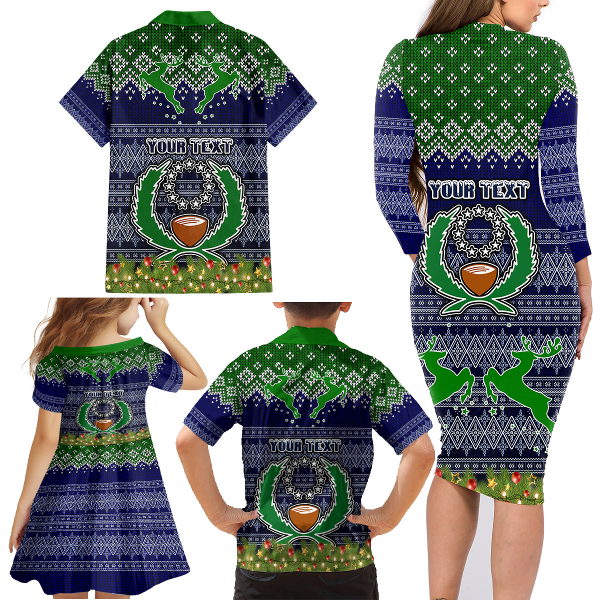 Personalised Pohnpei State Christmas Family Matching Long Sleeve Bodycon Dress and Hawaiian Shirt Coat of Arms Beautiful Merry Xmas Snowflake LT03 - Polynesian Pride