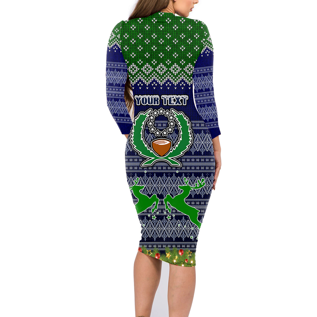 Personalised Pohnpei State Christmas Family Matching Long Sleeve Bodycon Dress and Hawaiian Shirt Coat of Arms Beautiful Merry Xmas Snowflake LT03 - Polynesian Pride