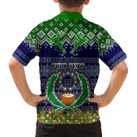 Personalised Pohnpei State Christmas Family Matching Off Shoulder Long Sleeve Dress and Hawaiian Shirt Coat of Arms Beautiful Merry Xmas Snowflake LT03 - Polynesian Pride