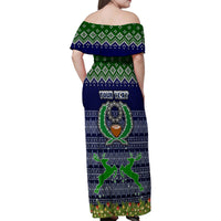 Personalised Pohnpei State Christmas Family Matching Off Shoulder Maxi Dress and Hawaiian Shirt Coat of Arms Beautiful Merry Xmas Snowflake LT03 - Polynesian Pride