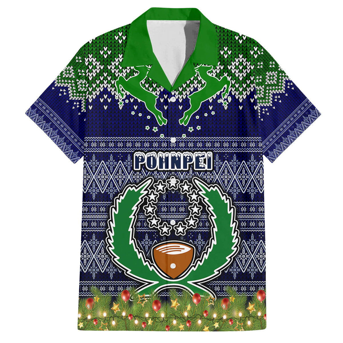 Personalised Pohnpei State Christmas Family Matching Off Shoulder Maxi Dress and Hawaiian Shirt Coat of Arms Beautiful Merry Xmas Snowflake LT03 Mom's Dress Blue - Polynesian Pride