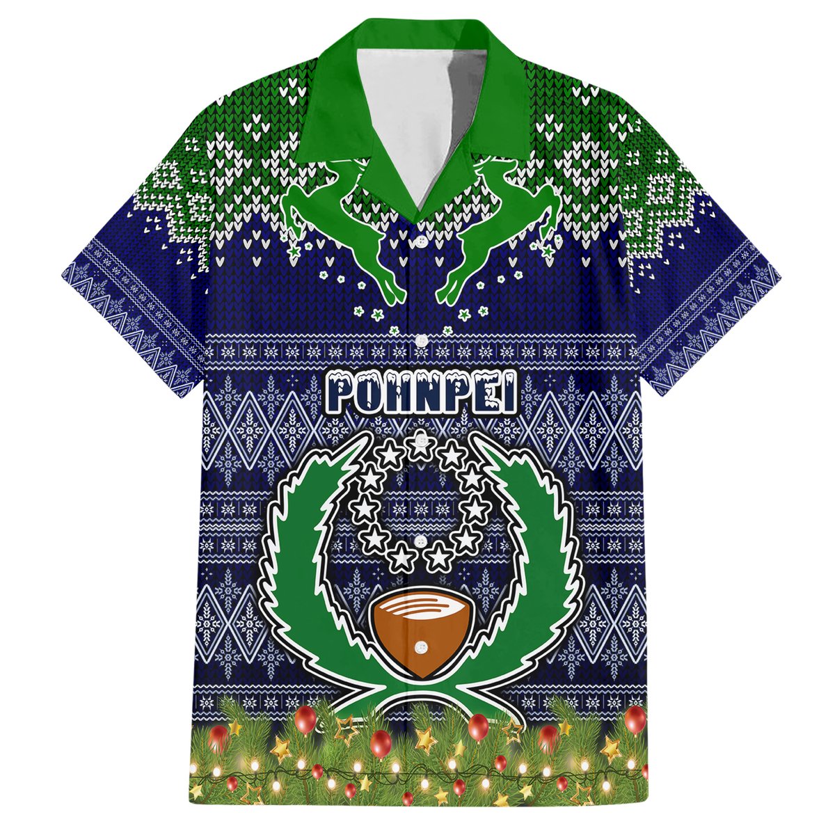 personalised-pohnpei-state-christmas-hawaiian-shirt-coat-of-arms-beautiful-merry-xmas-snowflake