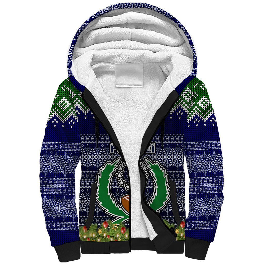 personalised-pohnpei-state-christmas-sherpa-hoodie-coat-of-arms-beautiful-merry-xmas-snowflake