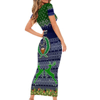 personalised-pohnpei-state-christmas-short-sleeve-bodycon-dress-coat-of-arms-beautiful-merry-xmas-snowflake