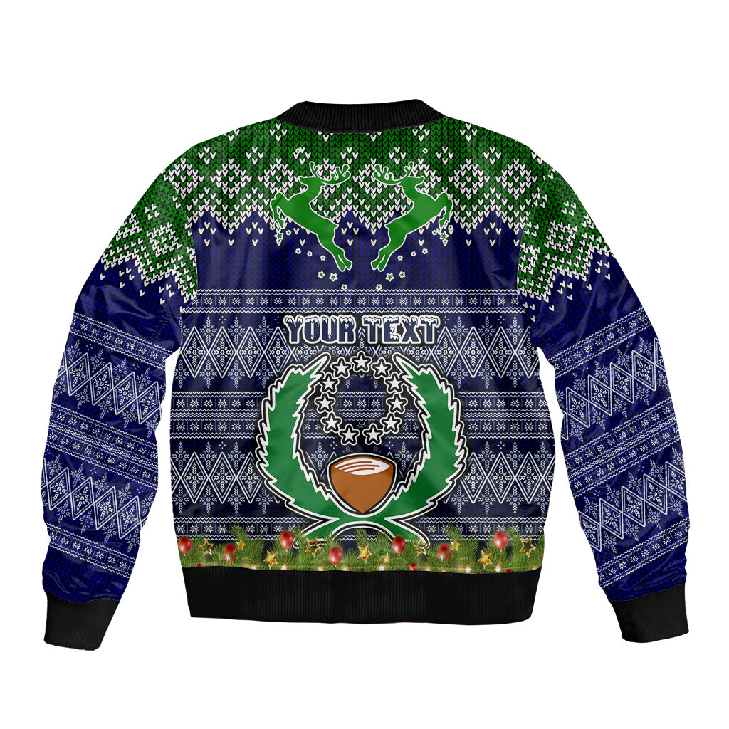 personalised-pohnpei-state-christmas-sleeve-zip-bomber-jacket-coat-of-arms-beautiful-merry-xmas-snowflake