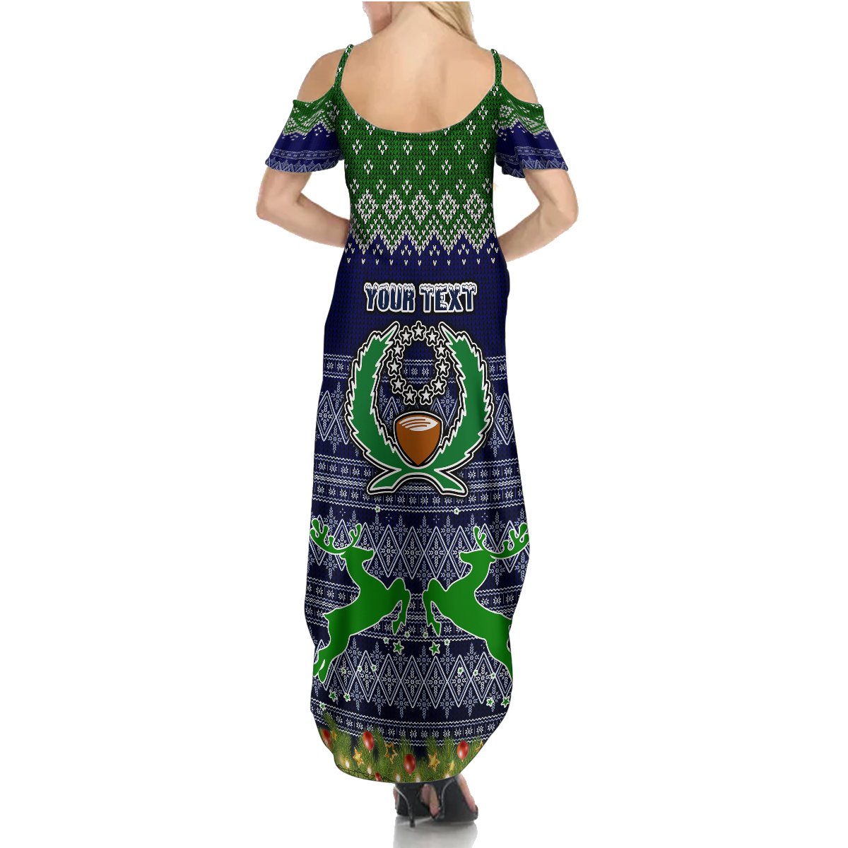 personalised-pohnpei-state-christmas-summer-maxi-dress-coat-of-arms-beautiful-merry-xmas-snowflake
