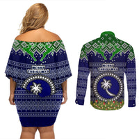 chuuk-state-christmas-couples-matching-off-shoulder-short-dress-and-long-sleeve-button-shirts-coat-of-arms-beautiful-merry-xmas-snowflake
