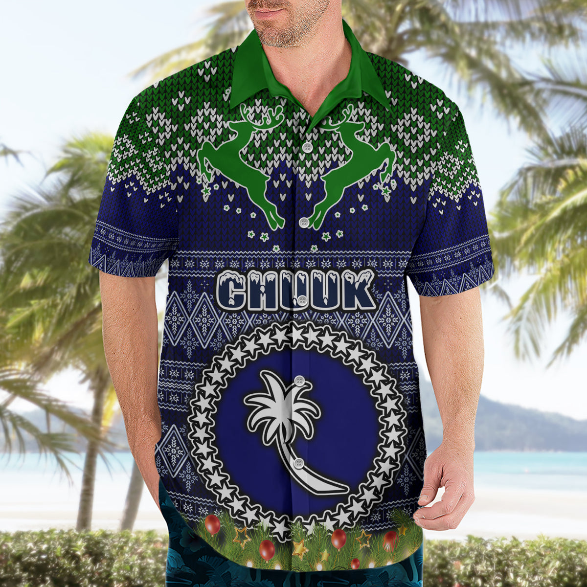 chuuk-state-christmas-hawaiian-shirt-coat-of-arms-beautiful-merry-xmas-snowflake