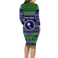 Personalised Chuuk State Christmas Family Matching Long Sleeve Bodycon Dress and Hawaiian Shirt Coat of Arms Beautiful Merry Xmas Snowflake LT03 - Polynesian Pride