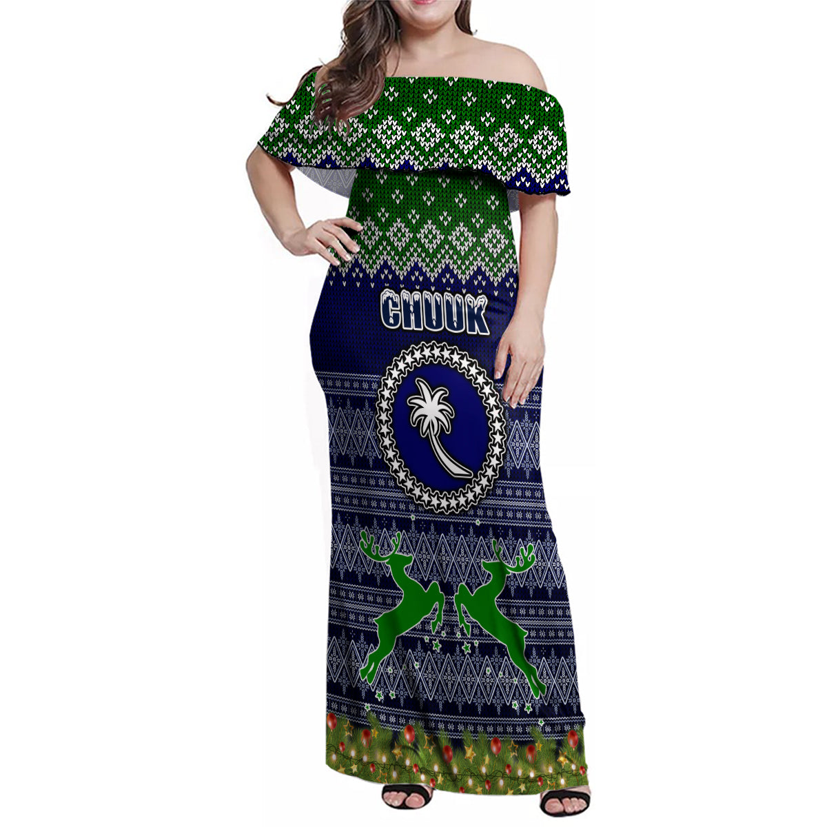 Personalised Chuuk State Christmas Family Matching Off Shoulder Maxi Dress and Hawaiian Shirt Coat of Arms Beautiful Merry Xmas Snowflake LT03 Dad's Shirt - Long Sleeve Blue - Polynesian Pride